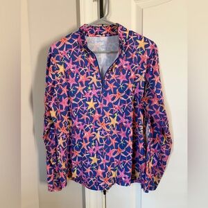 Profile By Gottex Starfish Pattern Long Sleeve Top - Pink and Purple